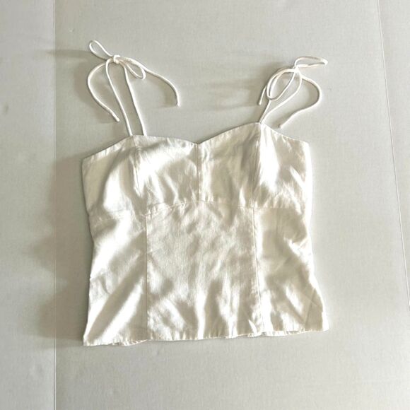 Old Navy, White Linen Spaghetti Strap Tie Tank, szST, Clean, Costal, Tomato Girl - Picture 2 of 5